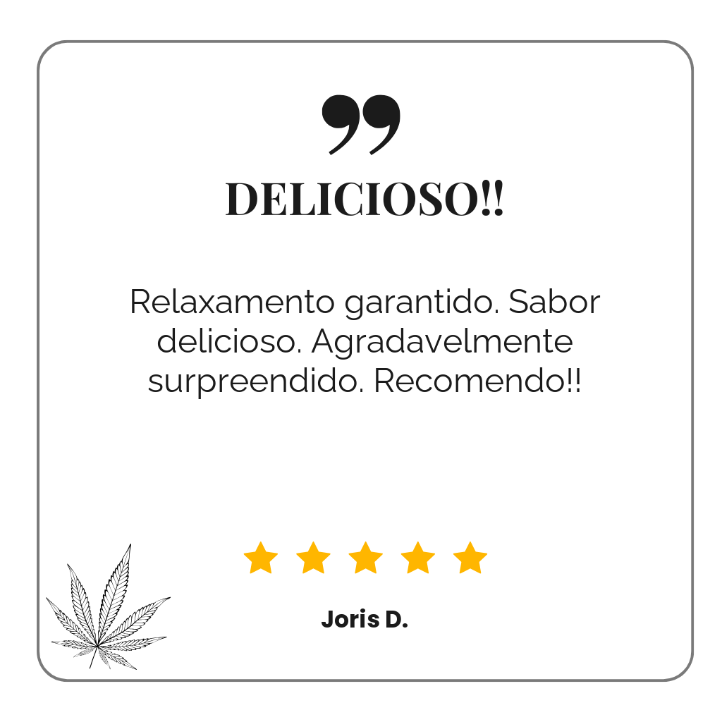 Avaliação de cliente Spliff: Delicioso – relaxamento garantido, sabor delicioso, recomendo (Joris D.)
