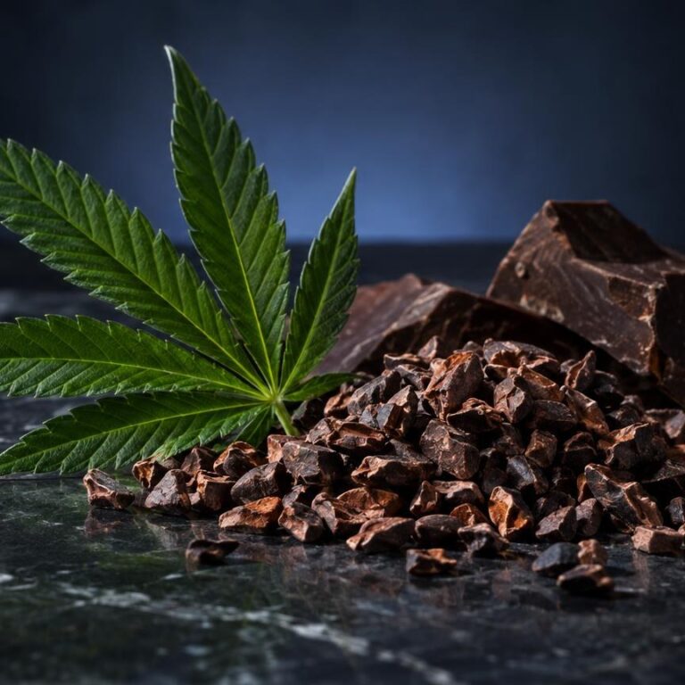 Plano aproximado com luz natural sobre Chocolate com THC