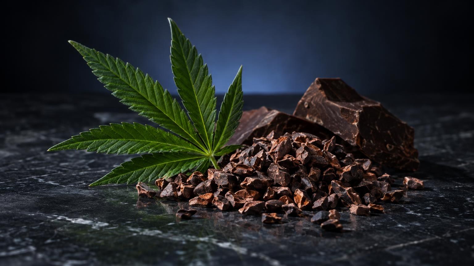Plano aproximado com luz natural sobre Chocolate com THC