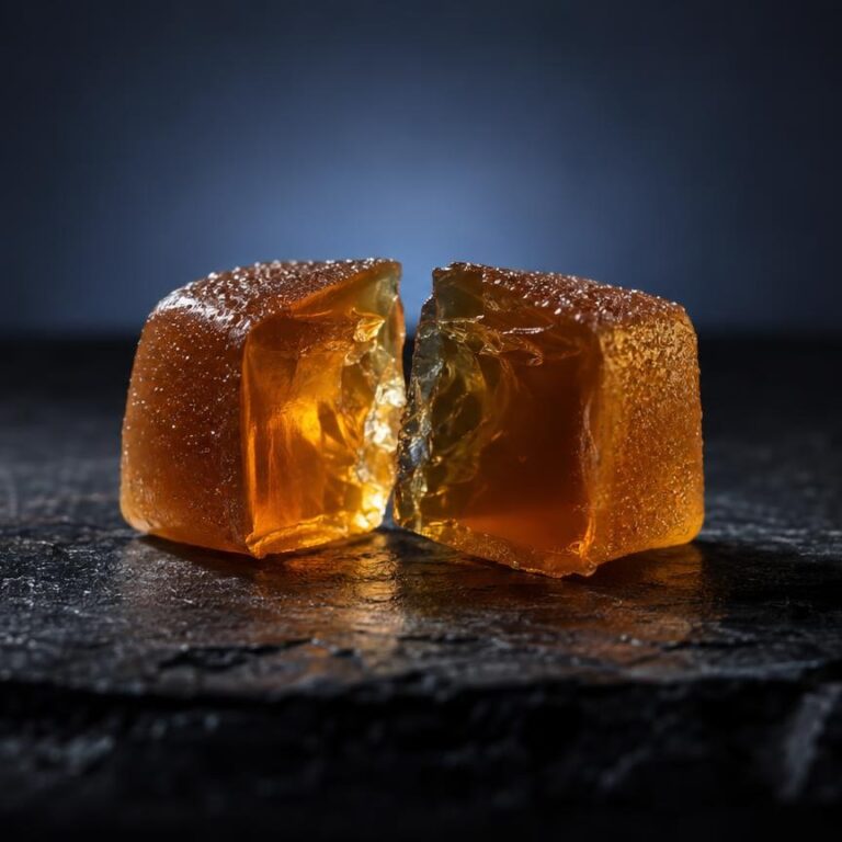 Plano aproximado com luz natural sobre Gummies CBD