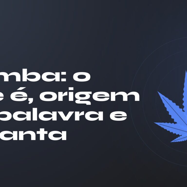 Liamba: o que é, origem da palavra e a planta — título sobre fundo escuro, folha de cânhamo estilizada